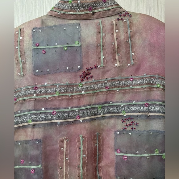 VINTAGE NWT SANDY STARKMAN JACKET BLAZER size XL Pink and blue patchwork - Picture 8 of 8